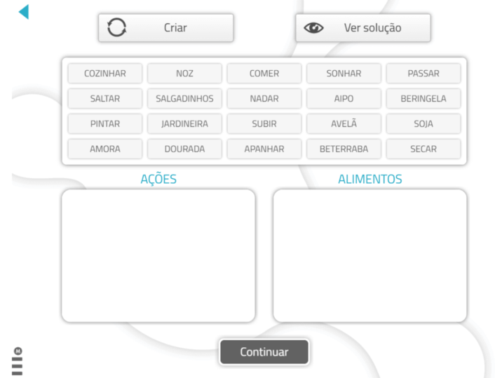 Jogo de ordenar palavras para ajudar na intervenção de pessoas com síndrome de Down