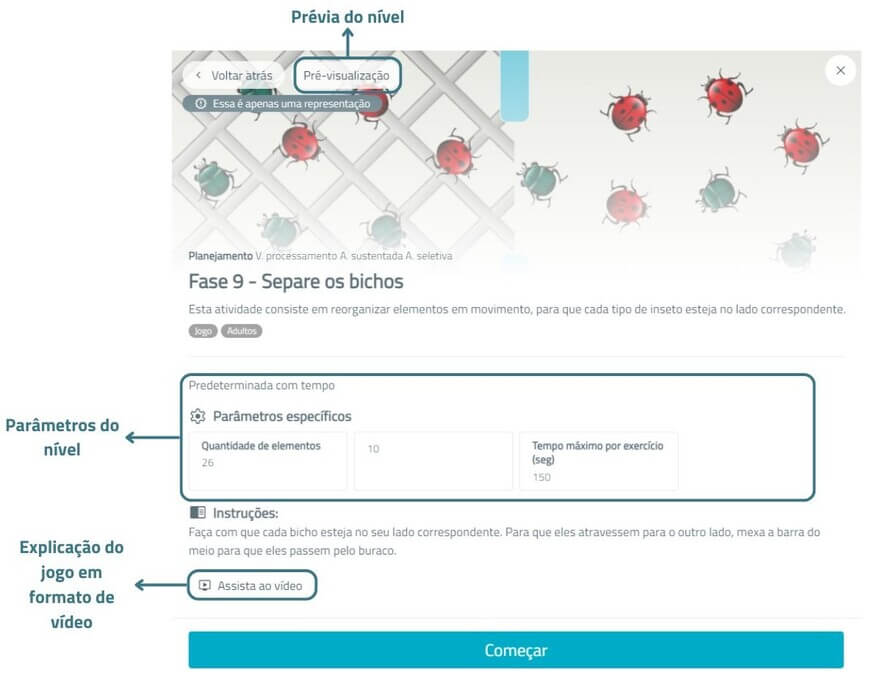 Configuração de um dos jogos do NeuronUP.