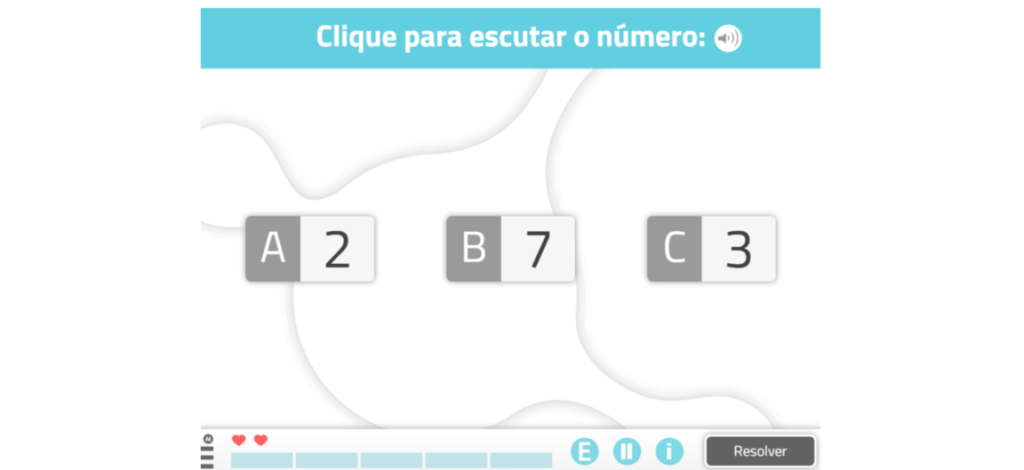 Atividade NeuronUP para trabalhar a habilidade de distinguir do usuário: Distinguir o número.